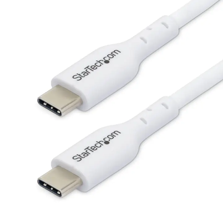 Cable de Carga USB-C Blanco de 2m - Cable UCB Tipo C de Carga para Ordenador Portátil - PD de 60W 3A - Cable de Transferencia de Datos USB 2.0 - Macho a Macho