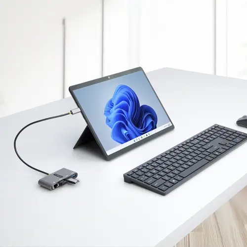 Hub Adaptador USB-C con Ethernet de 3 Puertos USB-A - Red Ethernet Gigabit RJ45 - USB 3.0 5Gbps - Alimentado por el Bus - Cable de 30cm - Ladrón Concentrador USB Tipo C a USB A - Imagen 8