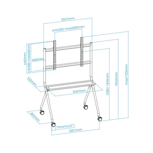 iSTAND Soporte de Suelo con Ruedas para Pantallas 50"- 86", Gris - Imagen 4