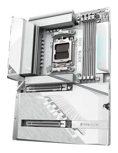 X870 AORUS STEALTH ICE Placa Base  Compatible con procesadores AMD Ryzen 9000, VRM digital de 16+2+2 fases, hasta 8200 MHz DDR5 (OC), 2 x PCIe 5.0 + 2 x PCIe 4.0, Wi-Fi 7, LAN 5 GbE, USB 4 - Imagen 5