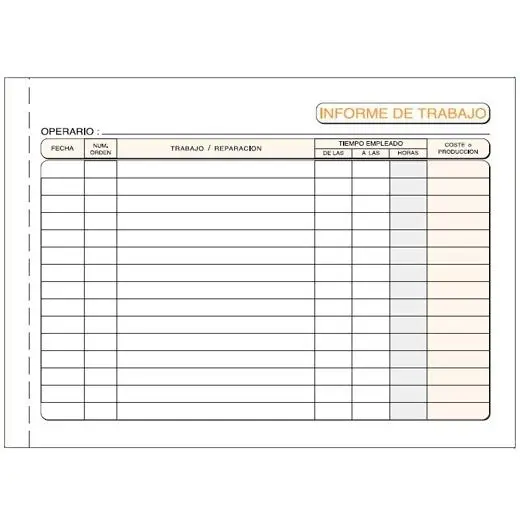 TALONARIO INFORME DE TRABAJO CUARTO APAISADO