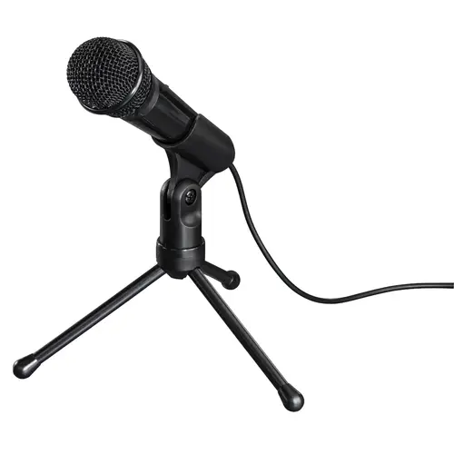 Micrófono con trípode, conexión jack 3,5mm, ideal para Podcast o conferencias, color negro. - Imagen 1