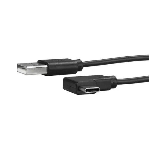 Cable de Carga y Sincronización USB-A a USB-C de 1m - Cable de Datos USB-A a USB Tipo C - Cable Acodado USB Tipo C - M/M - Negro - Imagen 1