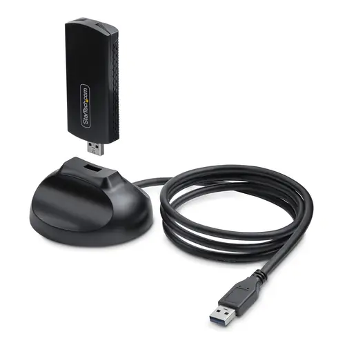 Adaptador USB Externo de Red Inalámbrica Wi-Fi 6E para Ordenador de Sobremesa o Portátil - NIC Inalámbrico de hasta 2402Mbps - Antena Plegable - WiFi 2,4/5/6GHz - 802.11b/g/n/ac/ax - Imagen 1