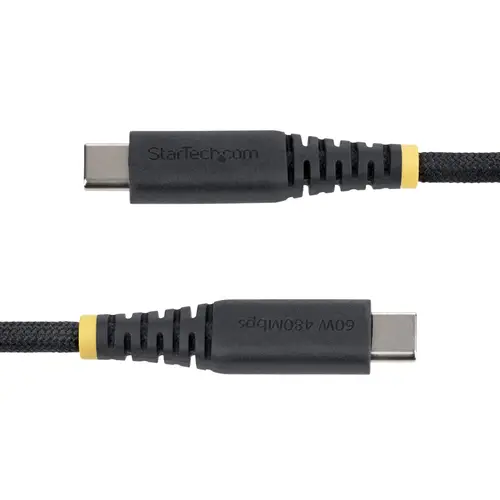 Cable de Carga USB-C Trenzado de TPE y Nailon de 30cm - Cable Cargador USB Tipo C - - Cable Cargador para Portátil o Tablet - Cable de Servicio Pesado - USB 2.0 - PD 60W 3A - Negro - Imagen 3