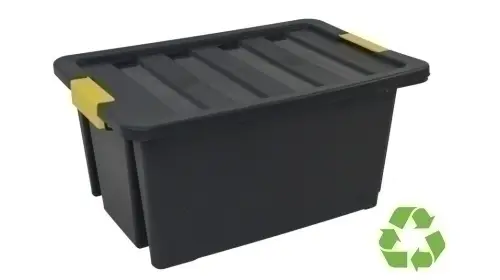 CAJA SOSTENIBLE DE ALMACENAJE CON TAPA Y RUEDAS 55 LITROS 43X63X3..
