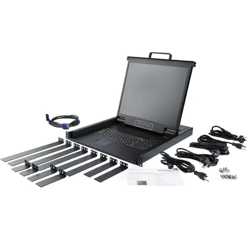 Consola KVM de Montaje en Rack - Teclado QWERTY - KVM para Rack de Servidores de 1 puerto VGA con Monitor LCD de 17" - Switch KVM 1U con Cables y Hardware - USB - MTBF 50000 - Imagen 6
