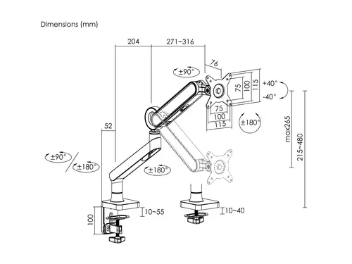 Soporte de escritorio para monitor de 17«-35», blanco - Imagen 5