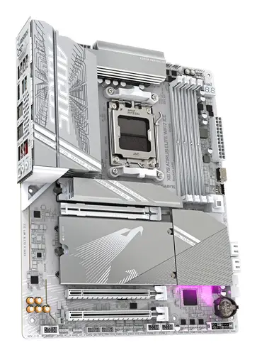 X870 AORUS ELITE WIFI7 ICE Placa Base - Compatible con CPUs AMD Ryzen 9000, 16+2+2 fases VRM digital, hasta 8200MHz DDR5 (OC), 3xPCIe 5.0 + 1xPCIe 4.0, Wi-Fi 7, LAN 2.5GbE, USB 4 - Imagen 3