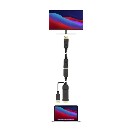 Conversor Activo HDMI 2.0 + USB Alim. a DISPLAYPORT V1.2, HDMI/M-USB/M-DP/H, Negro, 10CM - Imagen 4