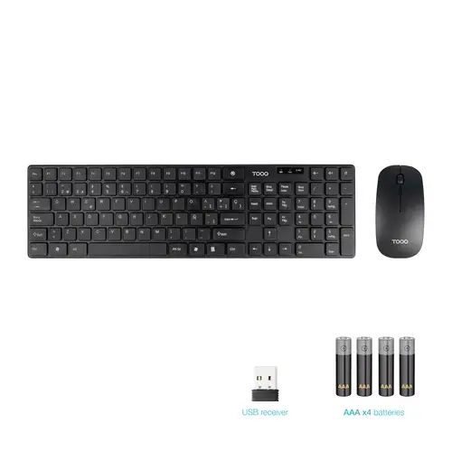 Teclado + Ratón slim inalámbricos, Negro - Imagen 2