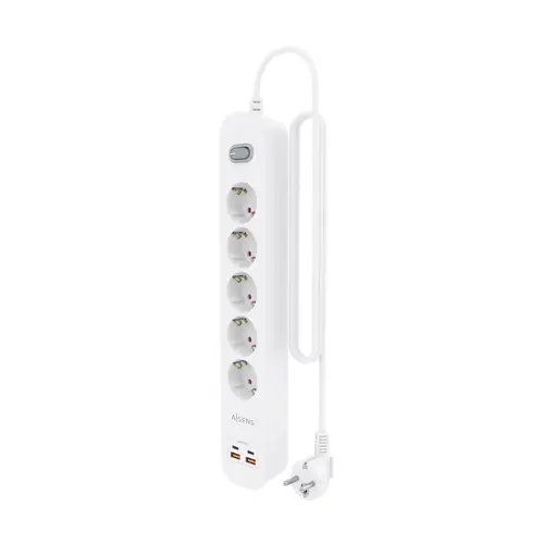 Regleta de Enchufes Multifuncion con 5 Tomas + Cargador PD3.0 20W 2xUSB-C, 2xUSB-A, 1.4m, Blanco - Imagen 3