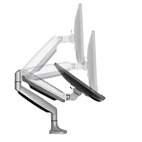 Brazo Ergonómico de Escritorio para Monitor VESA hasta 9kg - de Servicio Pesado - Movimiento Total, Altura Ajustable y Articulado - Aluminio - Abrazadera en C/Ojal - Plata - Imagen 8