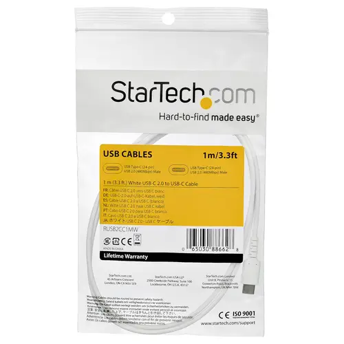 Cable de 1m de Carga USB C - de Carga Rápida y Sincronización USB 2.0 Tipo C a USB C para Portátiles - Revestimiento TPE de Fibra de Aramida M/M 60W Blanco - iPad Pro Surface - Imagen 6