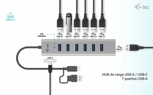 USB-C Charging Metal HUB 7 Port - Imagen 3