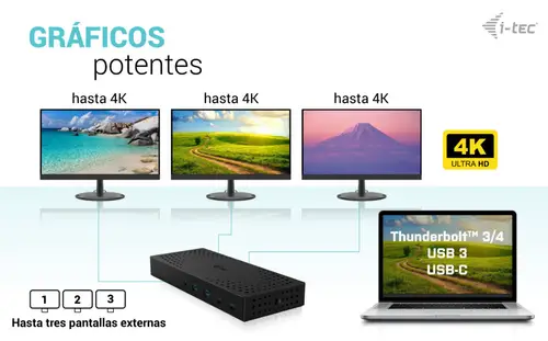 USB 3.0 / USB-C / Thunderbolt, 3x 4K Docking Station Gen 2 + Power Delivery 100W - Imagen 8