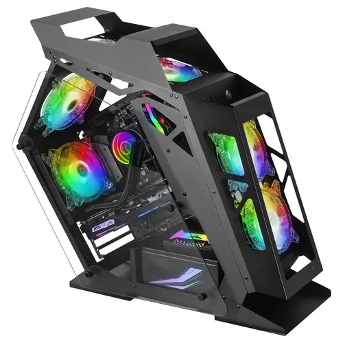 MC61, Caja PC Gaming Compacta Micro-ATX, 4 Ventiladores 12cm, ARGB Chroma, Doble Ventana Cristal Templado, Negro - Imagen 3