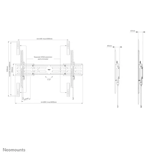 WL30S-950BL19 Soporte de pared robusto 55-110" - fijo - bloqueable - horizontal y vertical - Imagen 20
