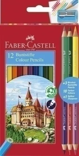 LAPICES COLOR FABER  est.12+ 3 BICOLOR