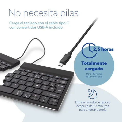 Teclado ergonómico R-Go Split Break con software de pausa, teclado dividido ergonómico, QWERTY (PT), bluetooth, negro - Imagen 15