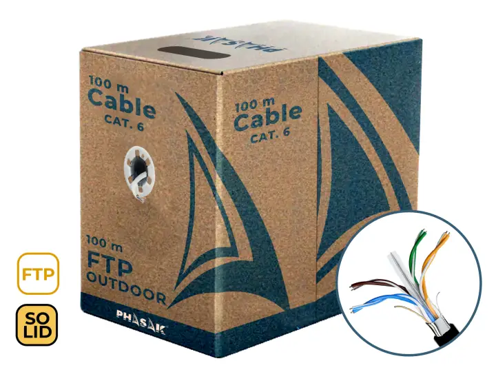 Bobina de cable de red FTP Cat.6A exterior CCA AWG23 100 m  PHR 681