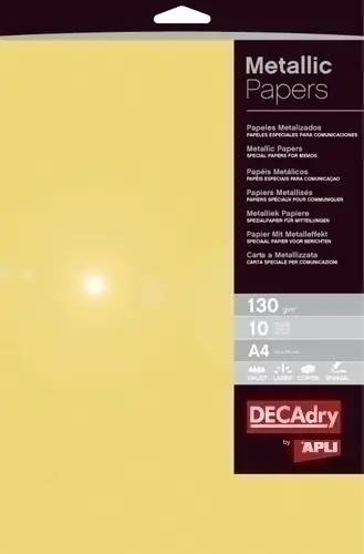 PAPEL METALIZAD.A4 APLI 130g 10h ORO