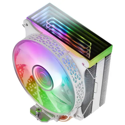 MCPU-VR, Disipador CPU, Doble Espejo Infinito ARGB, 4 Heatpipes HCT, TDP 180 W, Ventilador Ultra-silencioso PWM 12 cm, Blanco - Imagen 2