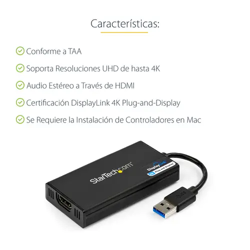 Adaptador Gráfico Externo USB 3.0 a HDMI - UltraHD 4K 30Hz - Certificado DisplayLink - Conversor USB-A a HDMI para Monitor - Tarjeta Gráfica Externa de Vídeo - Mac y Windows - Imagen 8