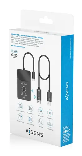 Docking USB-C a HDMI 1080P@60Hz (Inalámbrico) 30M, 1xHDMI 4K60HZ (Cable) 2xUSB-C 1xUSB-A 1xUSB-C PD 100W, Negro - Imagen 7