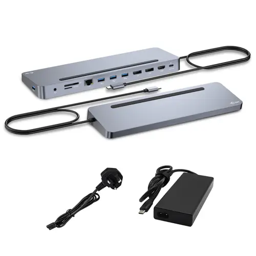 USB-C Metal Ergonomic 3x 4K Display Docking Station with Power Delivery 100 W + Universal Charger 100 W - Imagen 1