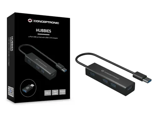 HUBBIES06B hub de interfaz USB 3.2 Gen 1 (3.1 Gen 1) Type-A 5000 Mbit/s Negro - Imagen 2