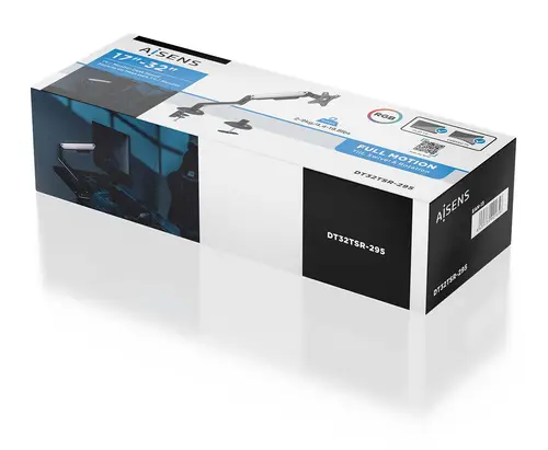 Soporte De Mesa RGB Gaming Contrapeso Giratorio E Inclinable Para Monitor/TV 9kg (3 Pivotes, 1 Brazo) De 17-32, Negro-Blanco - Imagen 6