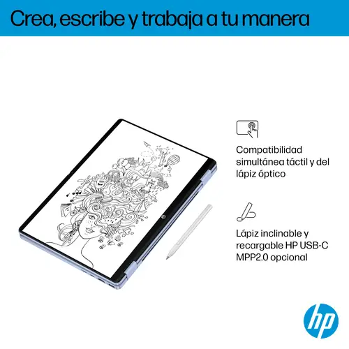 OmniBook 5 Flip 2-in-1 Laptop 14-fp0054ns Intel Core 5 120U 35,6 cm (14") Pantalla táctil 2K 16 GB LPDDR5-SDRAM 1 TB SSD Wi-Fi 6 (802.11ax) Windows 11 Home Azul - Imagen 8