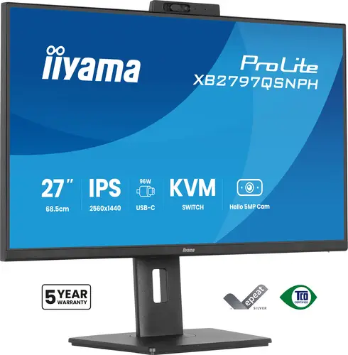 ProLite XB2797QSNPH-B1 27IN IPS LCD 4MS 2560X1440 350CD/M2 HDMI/DP/USB 2 pantalla para PC 68,6 cm (27") 2560 x 1440 Pixeles Quad HD Negro - Imagen 1
