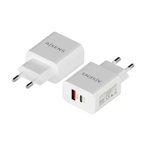 Cargador 20W, 1xUSB-C PD3.0, 1xUSB-A QC3.0, Blanco - Imagen 2