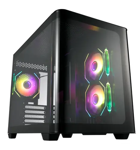 CAJA MICRO-ATX SEMITORRE FSP S380 RGB NEGRA 3 FANS - Imagen 2