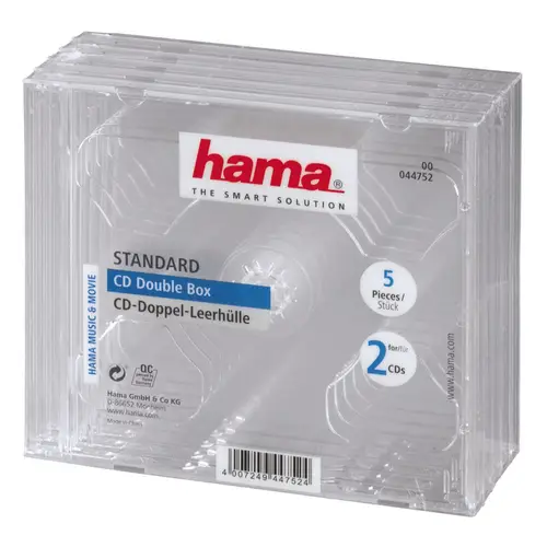 CD Double Jewel Case, Pack 5 2 discos Transparente - Imagen 1
