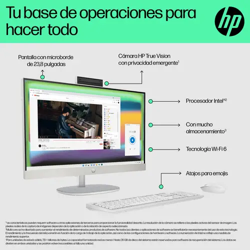 24-cr0067ns Intel® Core i5 i5-1335U 60,5 cm (23.8") 1920 x 1080 Pixeles Pantalla táctil PC todo en uno 8 GB DDR4-SDRAM 512 GB SSD Windows 11 Home Wi-Fi 6 (802.11ax) Blanco - Imagen 13