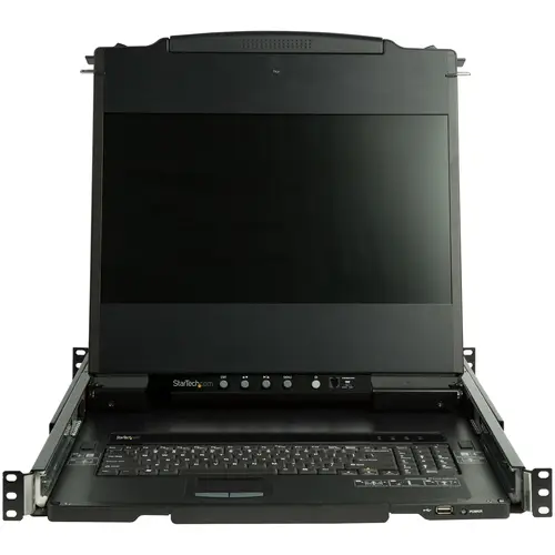 Consola KVM de Doble Carril HD 1080p para Rack de Servidores - Teclado QWERTY - KVM de 1 Puerto DVI/VGA con Monitor LCD de 17" - Switch KVM 1U con Cables - USB - MTBF 44230 - Imagen 2