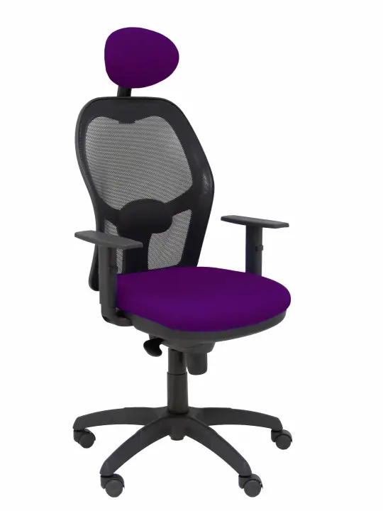 Silla Jorquera malla negra asiento bali morado con cabecero fijo