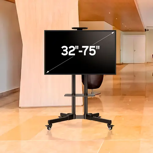 Soporte De Suelo Universal Móvil, Con 2 Bandejas Y Altura Regulable UK501 32?-75? TV / Monitores - Imagen 2