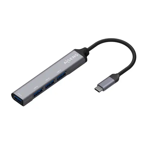 Hub USB 3.1 USB-C, Tipo C/M - 4x Tipo A/H, Gris, 10 cm - Imagen 1