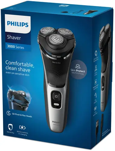 Shaver 3000 Series S3143/00 Afeitadora eléctrica en seco y en mojado - Imagen 6