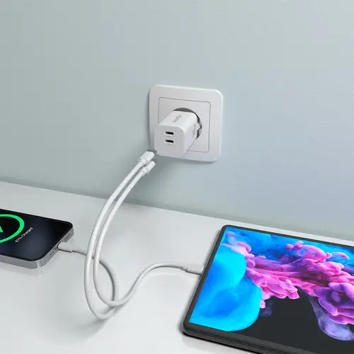 AISENS Cargador GaN 65W  2xUSB C PD3 0 QC4 0  Blanco - Imagen 6