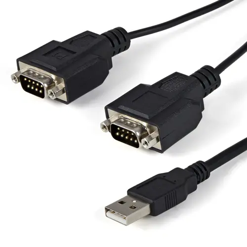 Cable 1,8m USB a 2 Puertos Serie Serial RS232 DB9 Retención del Puerto de Asignación COM - Imagen 1