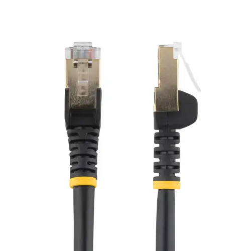 Cable 10m Ethernet CAT6a - Cable de Red de 10 Gigabits Blindado Snagless RJ45 PoE de 100W - Latiguillo STP de 10GbE con Alivio de Tensión - Fluke - UL - TIA - Negro - Imagen 1