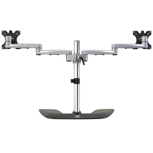 Soporte VESA de Escritorio para Dos Monitores - Soporte Ergonómico para Pantallas hasta 32" con Montaje VESA - Soporte Articulado Autoportante - Altura ajustable - Plata - Imagen 4