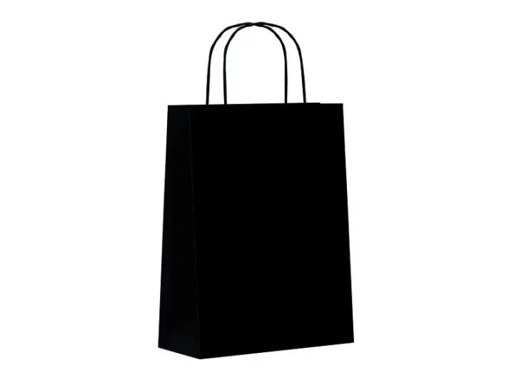 Paq.25 bolsas papel asa retorcida formato xs 18+8x24cm 90gr negro 02004091