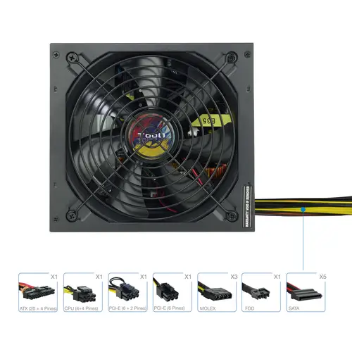 TQAPOLO-650SP unidad de fuente de alimentación 650 W 20+4 pin ATX ATX Negro - Imagen 3