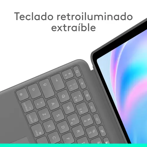 Combo Touch, Funda con Teclado, iPad Air 13 Pulgadas (M2)(2024) - Teclado retroiluminado extraíble con Soporte abatible, Escritura cómoda, Modo Multiuso, Disposición QWERTY Español - Gris - Imagen 3